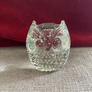 As Is Vintage Hand Blown Bulicante Art Glass Owl Paperweight